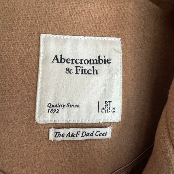 Abercrombie & Fitch Dad Coat Jacket Camel Tan Workwear Classic Long Small Tall - Picture 8 of 8